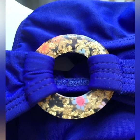 Letarte Maui, Hawaii Micro Bikini Set Royal Blue with Rings Size XS - Picture 6 of 7